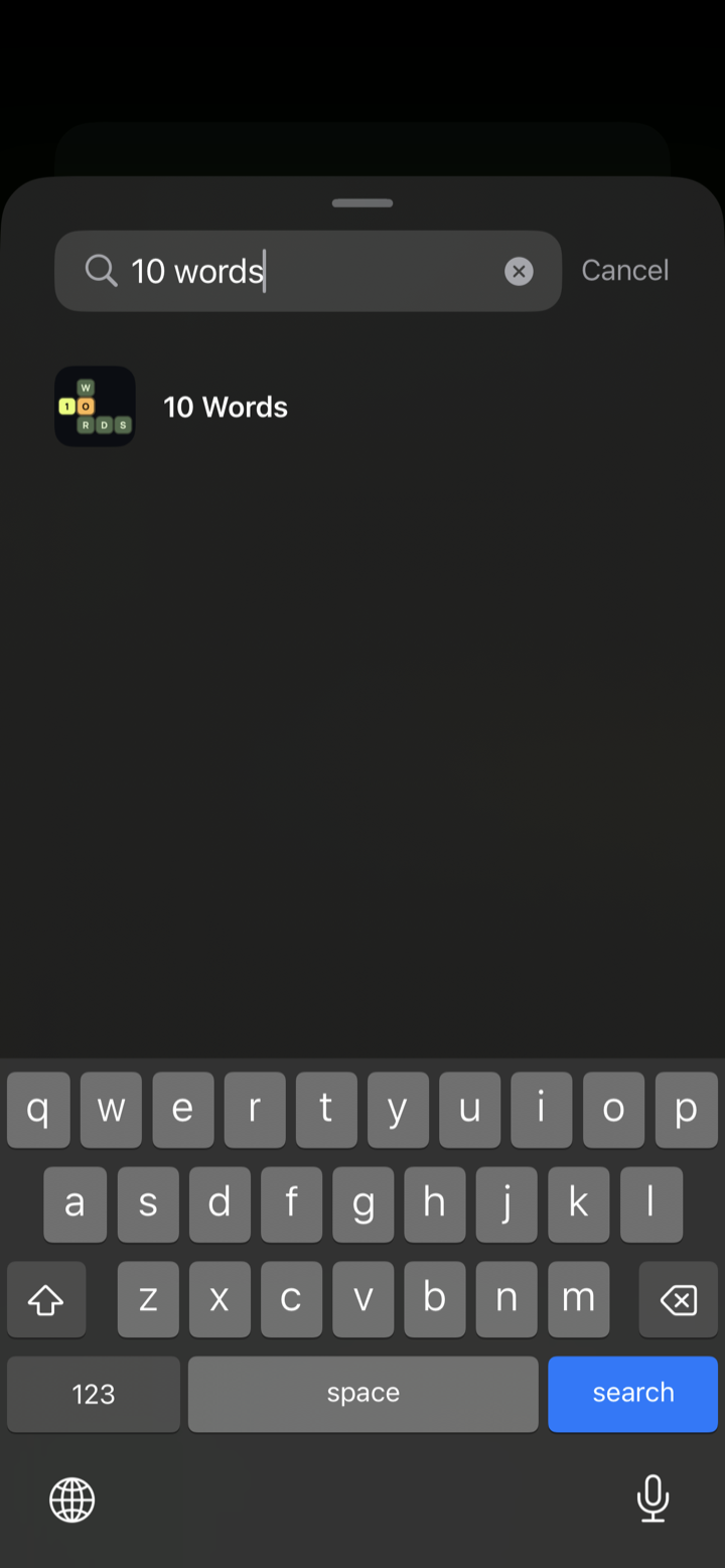 Searching for 10 Words in the widget gallery